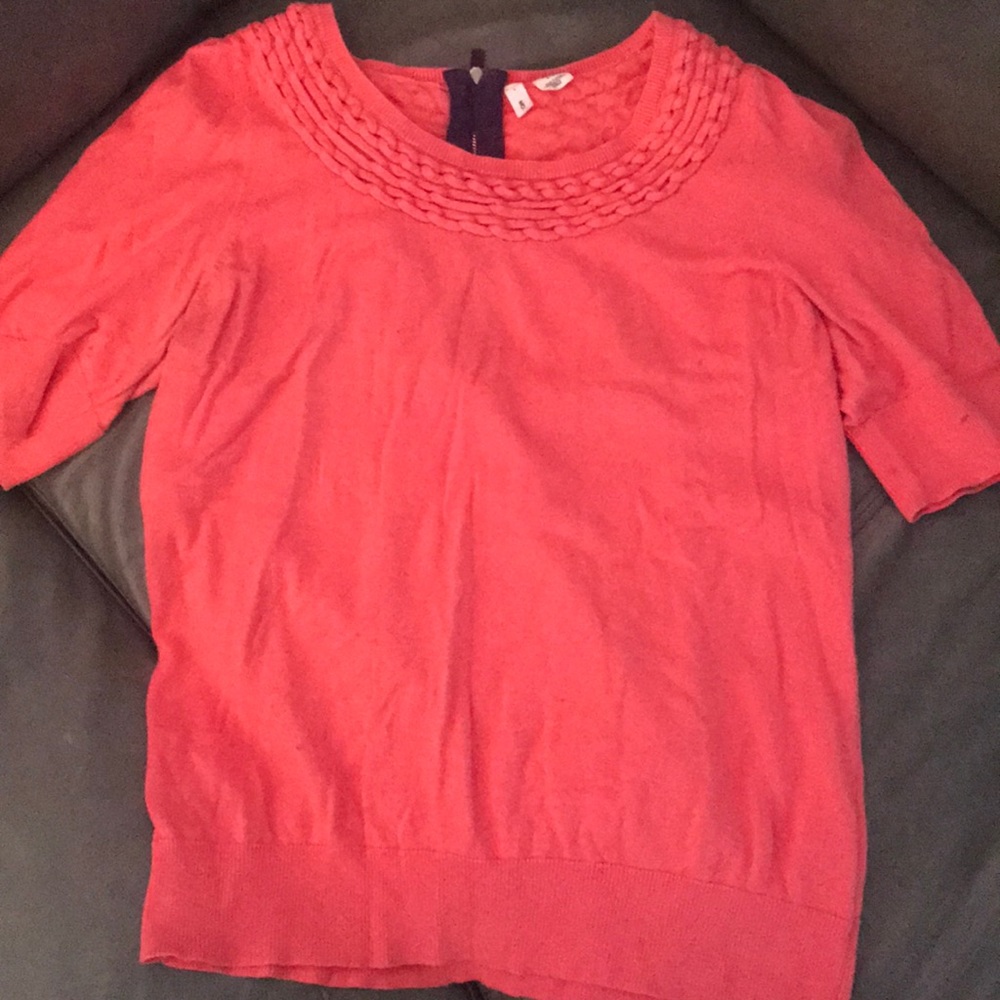 Salmon pink moth for anthropologie sweater